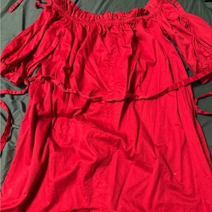 Elegant Red Off-Shoulder Women's Dress